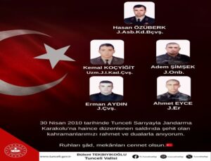TUNCELİ NAZIMİYE SARIYAYLA JANDARMA KARAKOLU ŞEHİTLERİ-30 NİSAN 2010